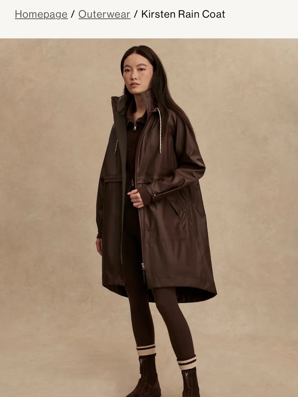 Varley Kirsten rain coat dark truffle S